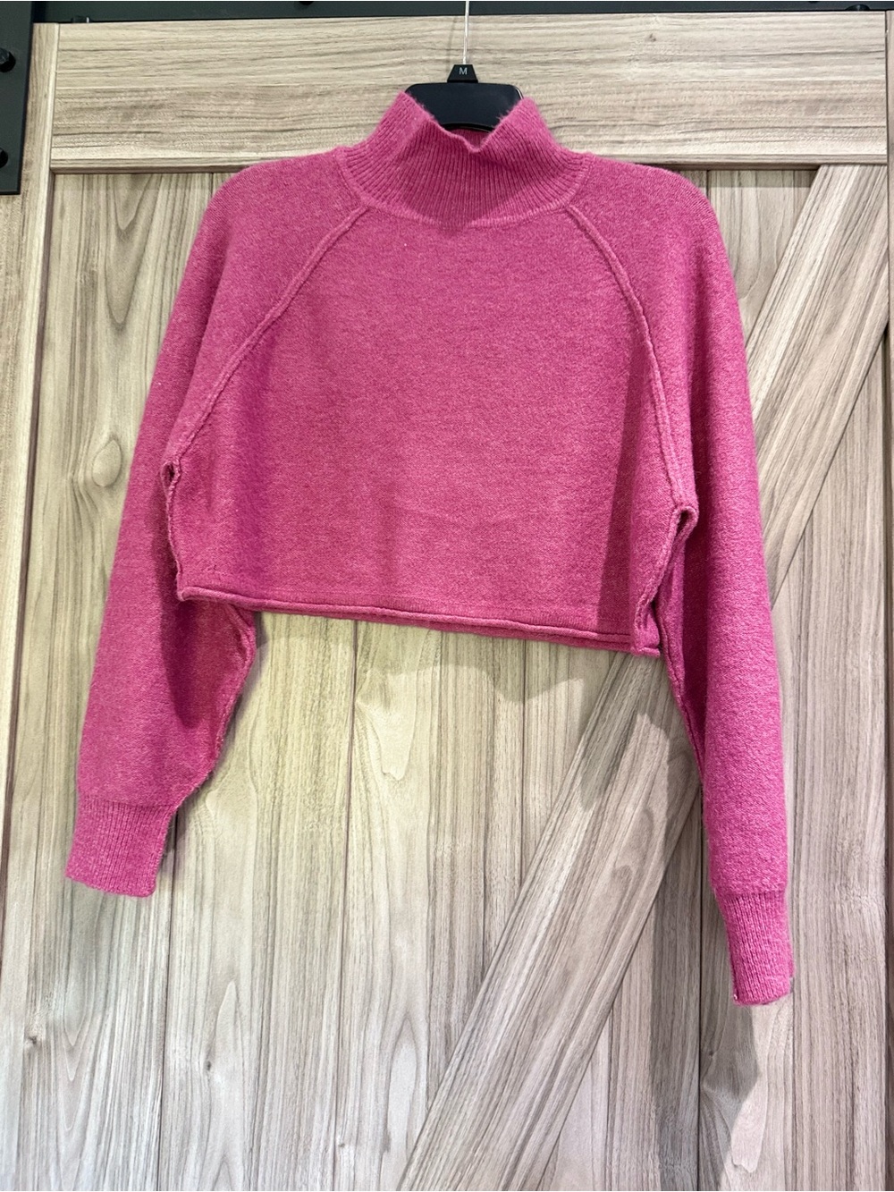 Pink Cropped Turtleneck Sweater